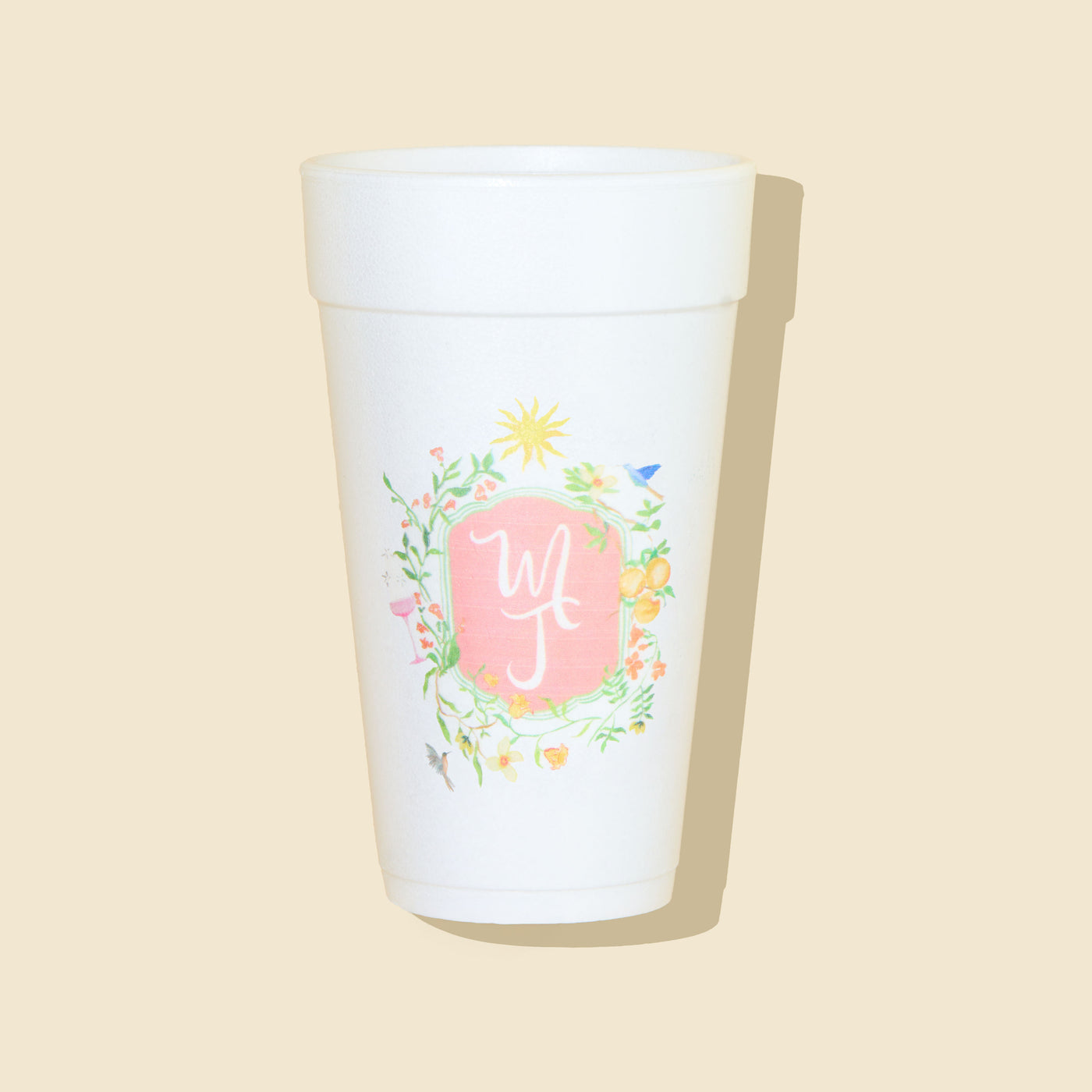 Wedding Crest Custom Full Color Styrofoam Cups