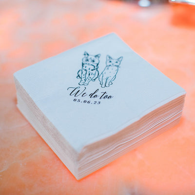 Cheers! Dog Drawing Pet Portrait Wedding Beverage Napkins