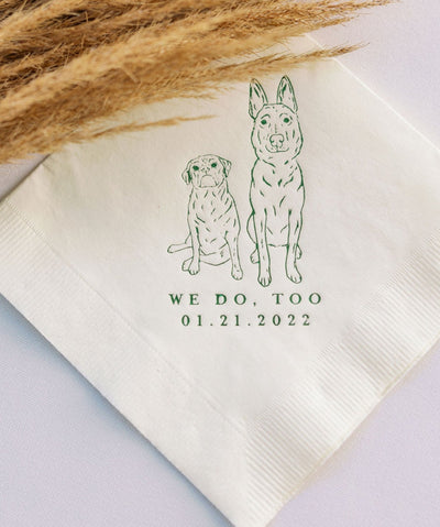 Cheers! Dog Drawing Pet Portrait Wedding Beverage Napkins