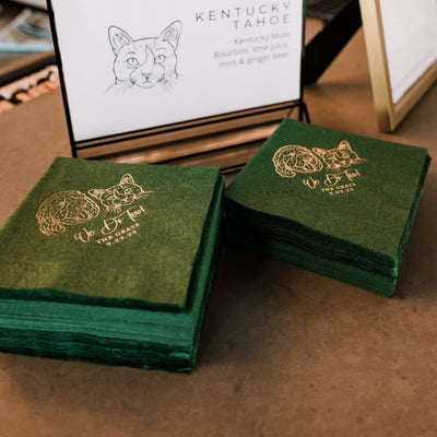 Cheers! Dog Drawing Pet Portrait Wedding Beverage Napkins
