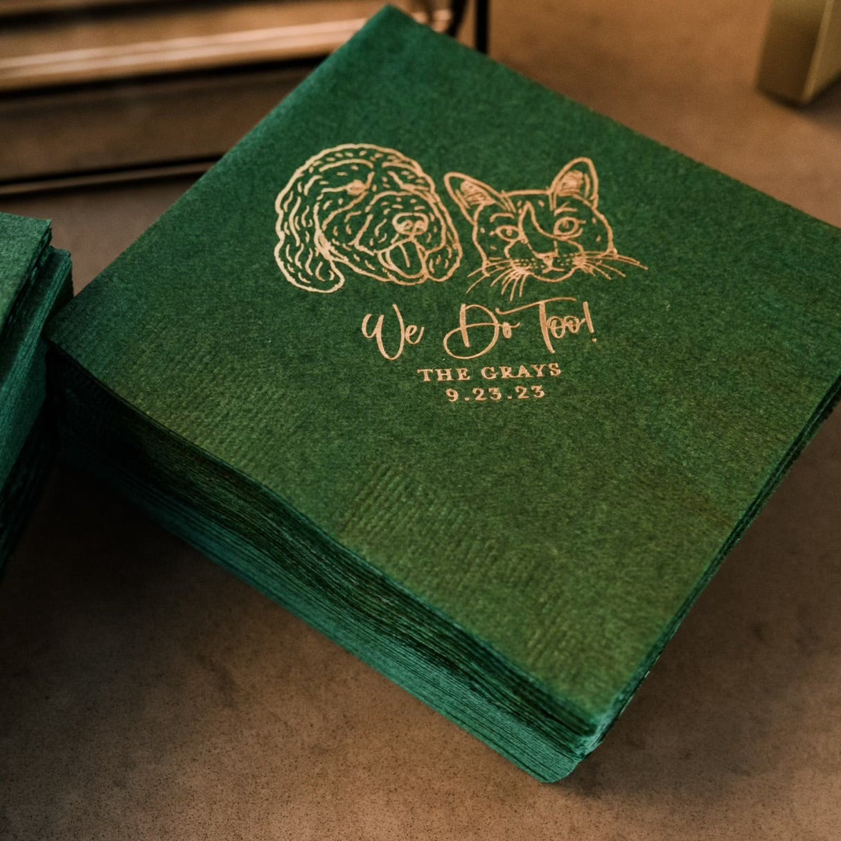 Cheers! Dog Drawing Pet Portrait Wedding Beverage Napkins