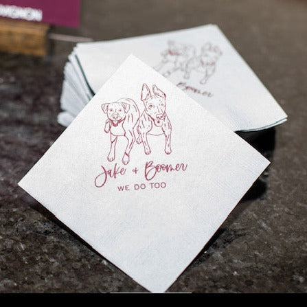 Cheers! Dog Drawing Pet Portrait Wedding Beverage Napkins