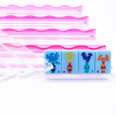 Wavy Acrylic Mahjong Racks | Magnetic Pushers: Pink