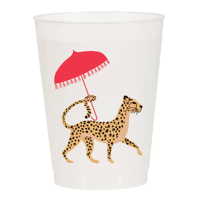 Cheetah Umbrella Frosted Cups- Summer
