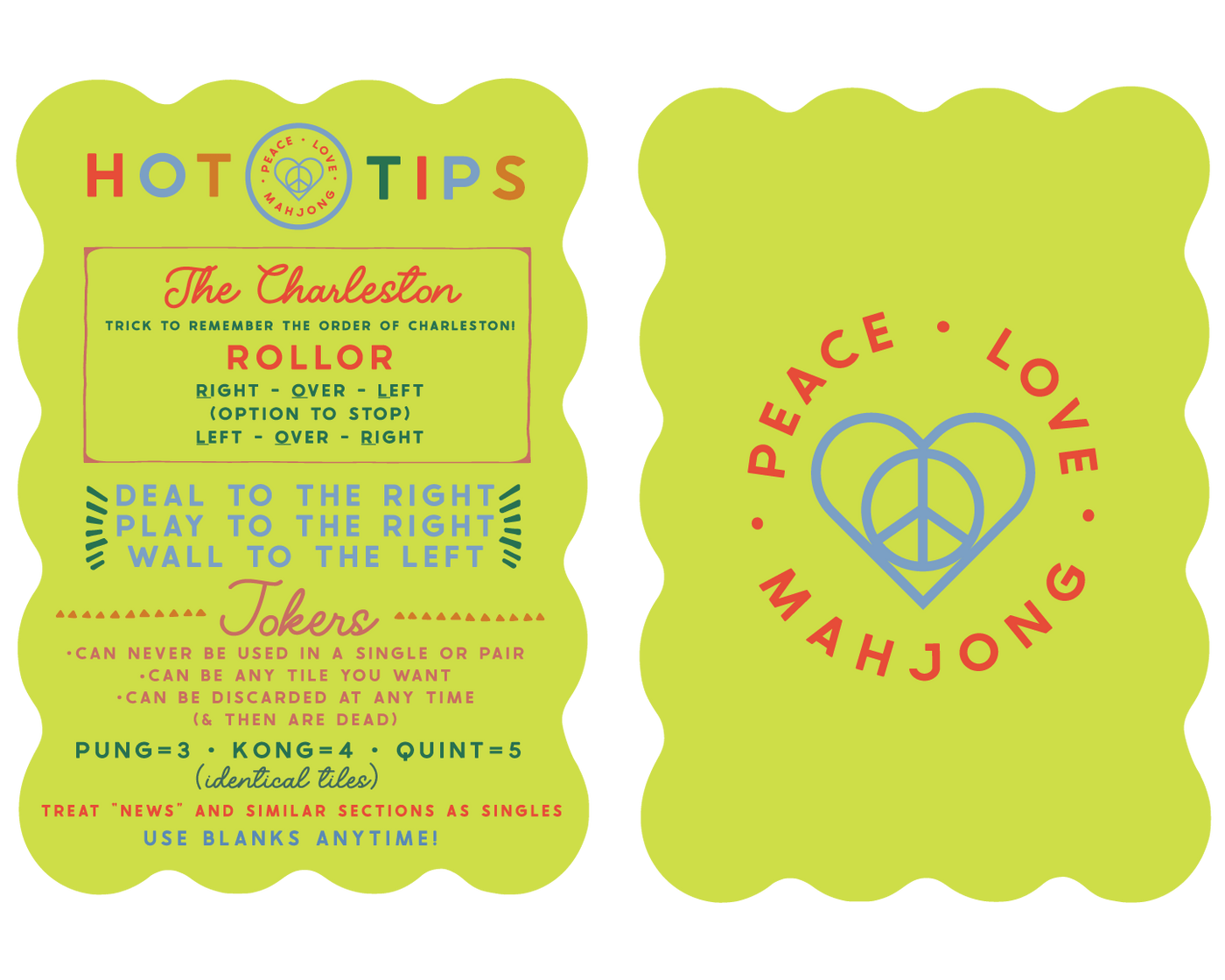 Mahjong Tile Shufflers (Set of 2): Hot Tips - Chartreuse | Peace Love Mahjong