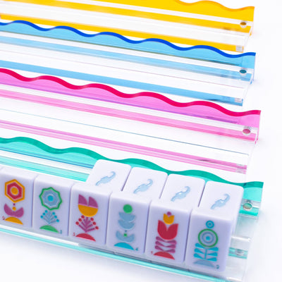 Wavy Acrylic Mahjong Racks | Magnetic Pushers: Pink