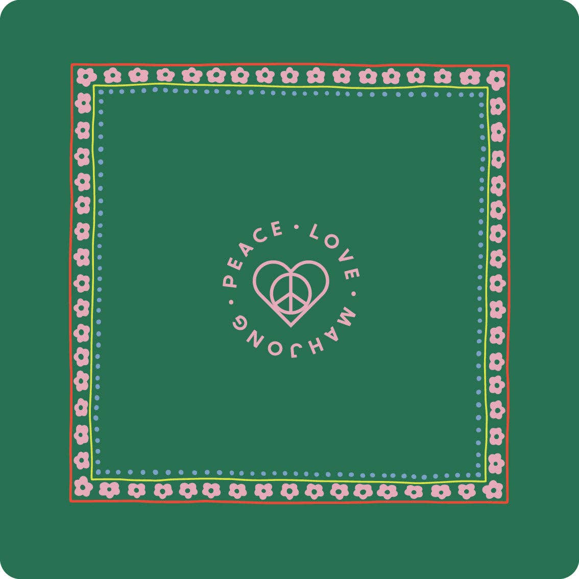 Mats: Dark Green with Pink Flowers | Peace Love Mahjong