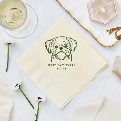Best Day Ever Pet Sketch Wedding Napkins