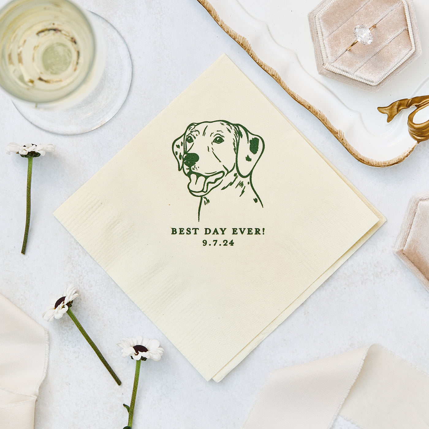 Best Day Every Pet Sketch Wedding Napkins