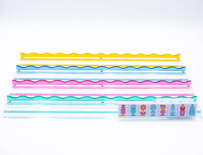 Wavy Acrylic Mahjong Racks | Magnetic Pushers: Pink