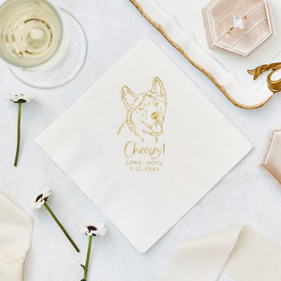 Cheers Pet Drawing Wedding Napkins