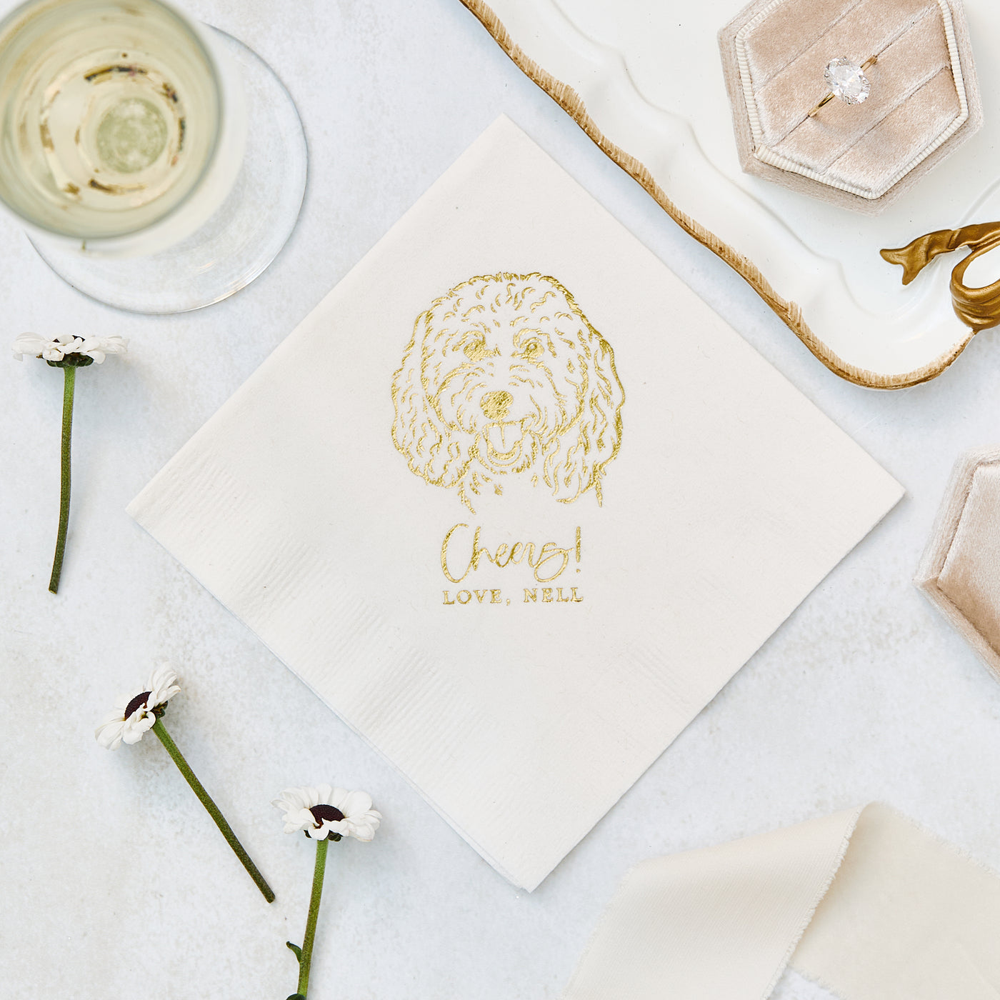 Cheers Pet Sketch Wedding Napkins