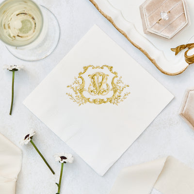 Crest Initials Wedding Napkins