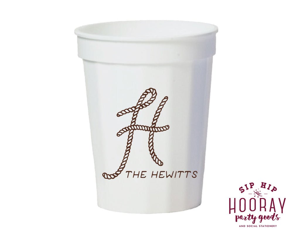 Custom Rope Letter Monogram Fluted Stadium Cups – SipHipHooray