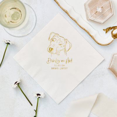 Drinks On Me Pet Sketch Wedding Napkins