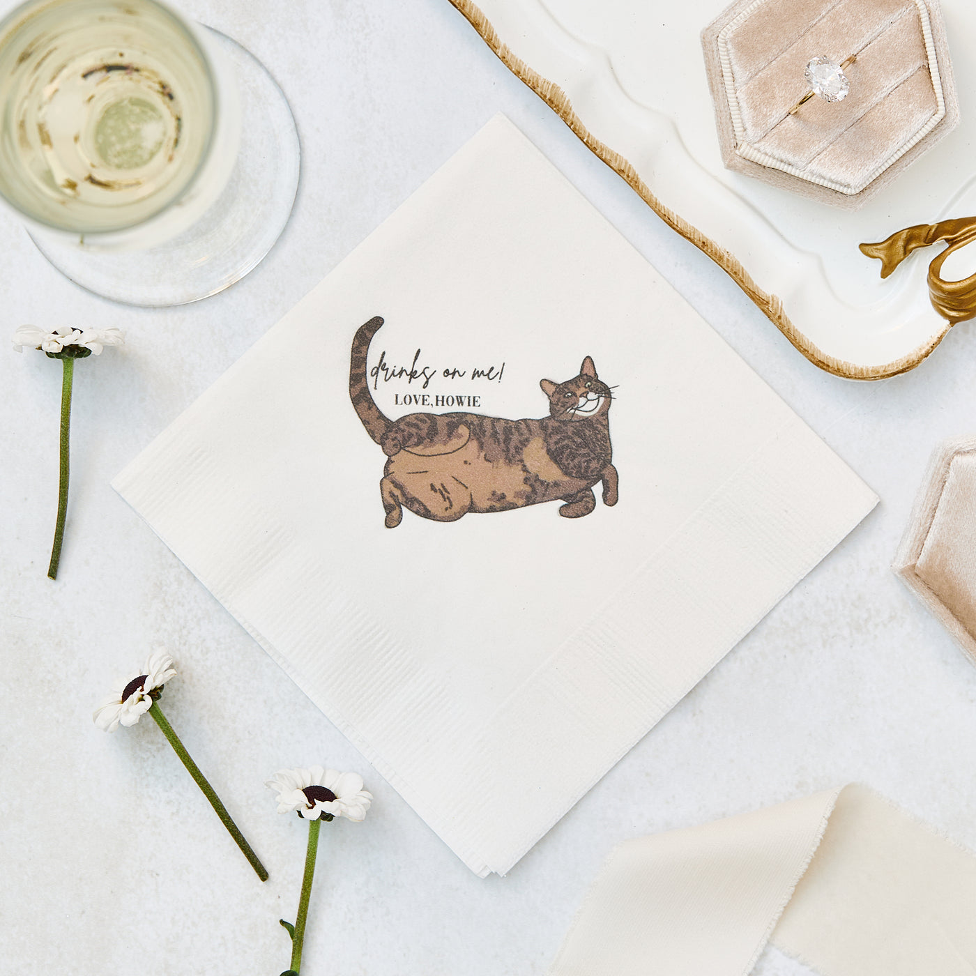 Full Color Print Pet Art Wedding Napkins