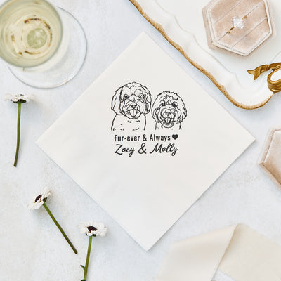 Fur Ever Pet Sketch Wedding Napkins