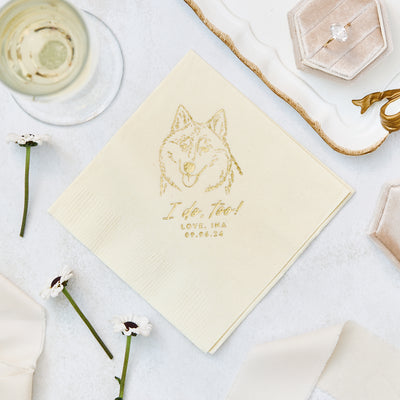 I Do Too Pet Sketch Wedding Napkins