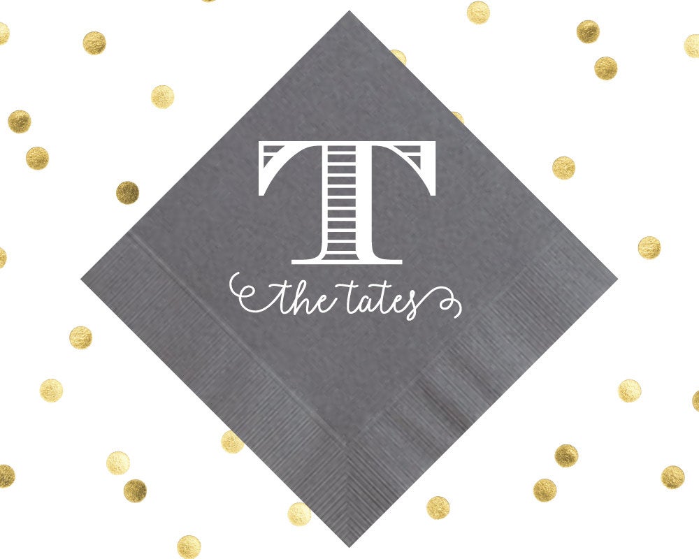 Monogrammed Bar Cocktail Napkins Design #1478