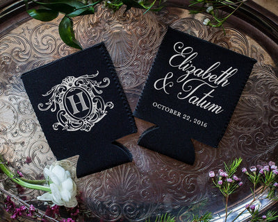 Elegant Monogrammed Wedding Neoprene Can Coolers #1663