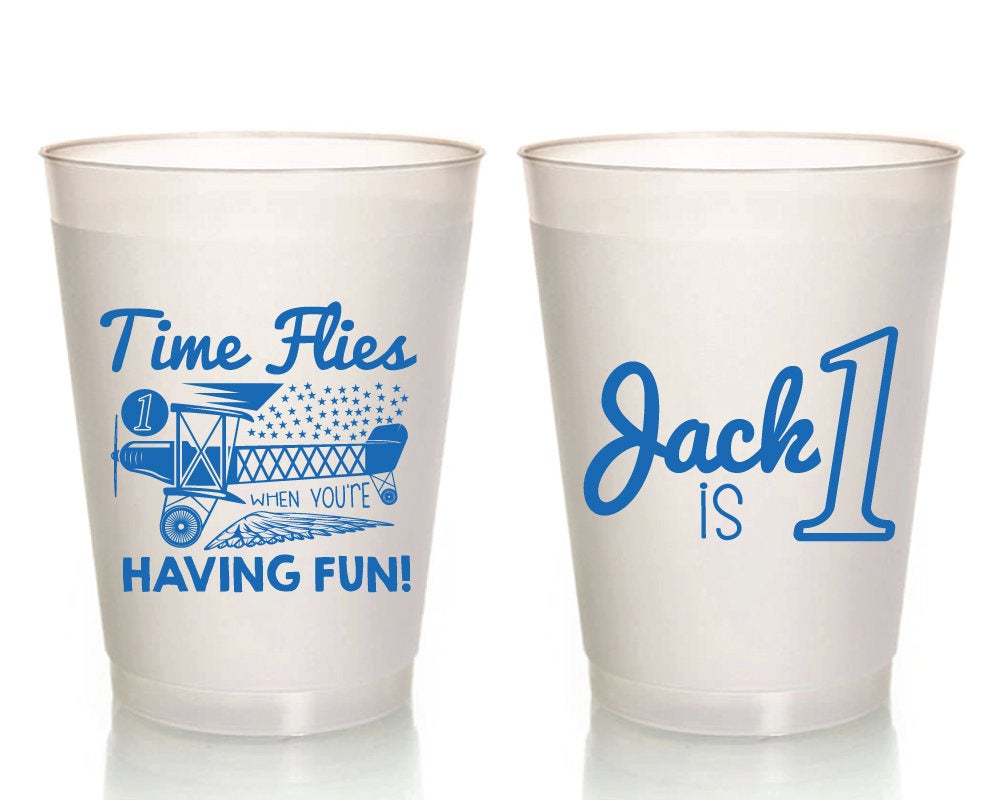 1st Birthday Airplane Frosted Cups, #1761
