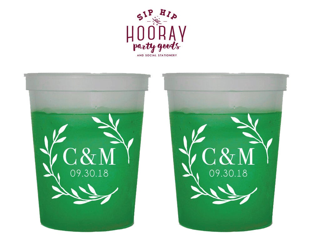 Wreath Monogram Color Changing Cups #1842