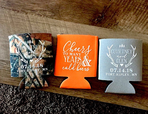 Rustic Antlers Cheers To Many Years Can Cooler #1681