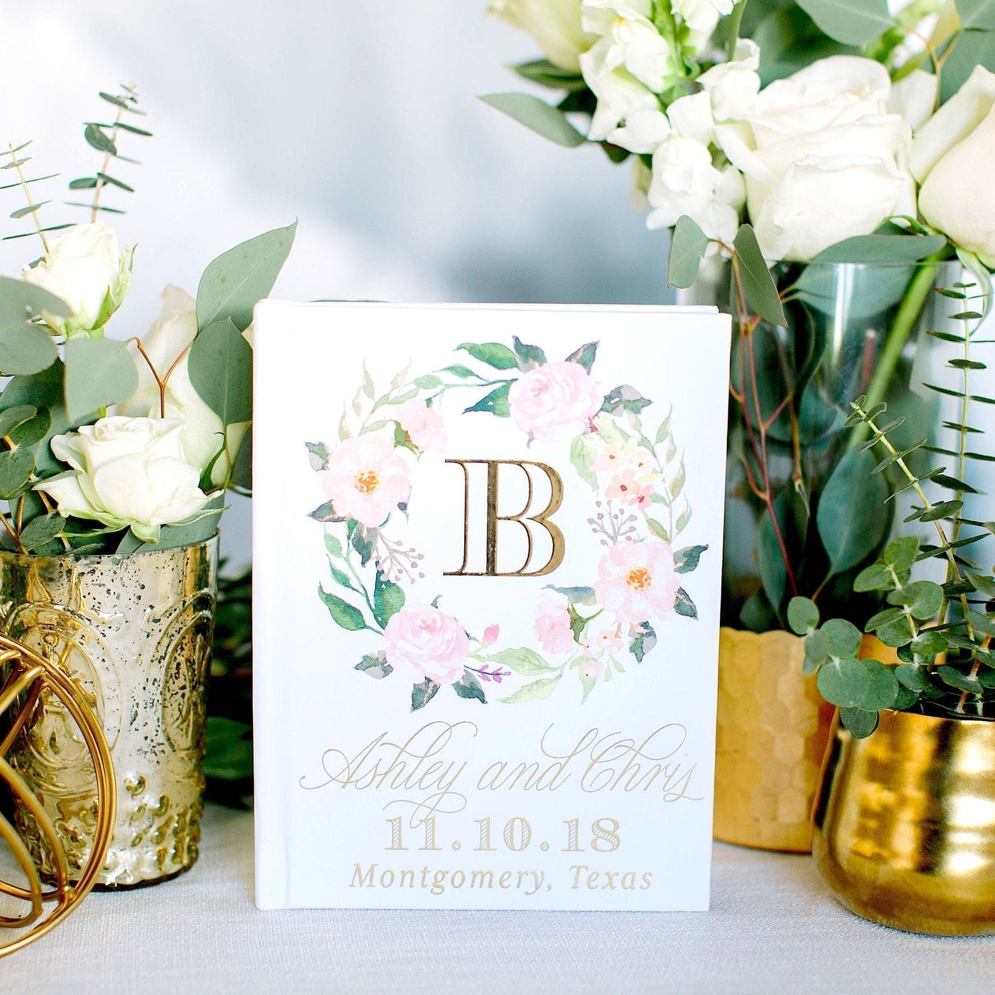 Initial Monogram Custom Wedding Guest Book