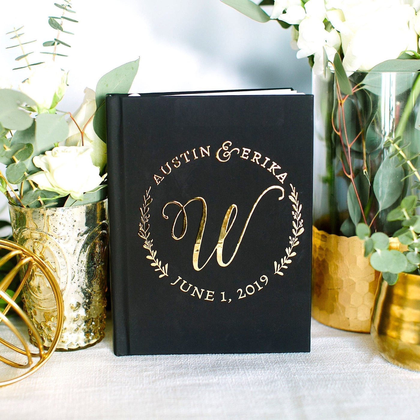 Heart Initials Custom Wedding Guest Book