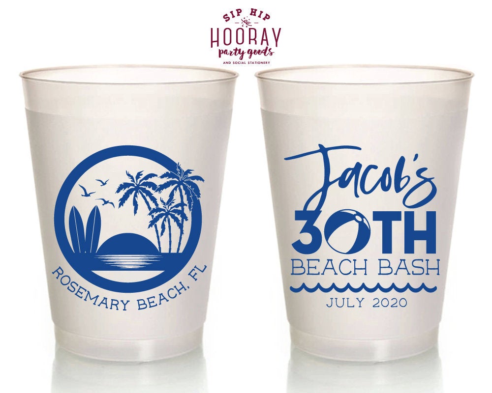 Beach Bash Birthday Frosted Cups, #2024