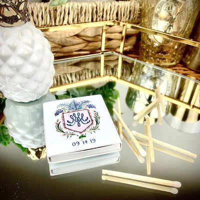 Wedding Crest Matchboxes, Custom Full Color Matches, Multi Color Watercolor Match Boxes, Monogram Matches