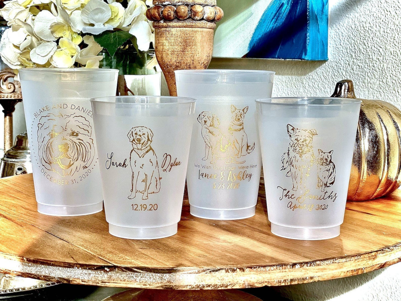 Pet Drawing Frosted Wedding Cups