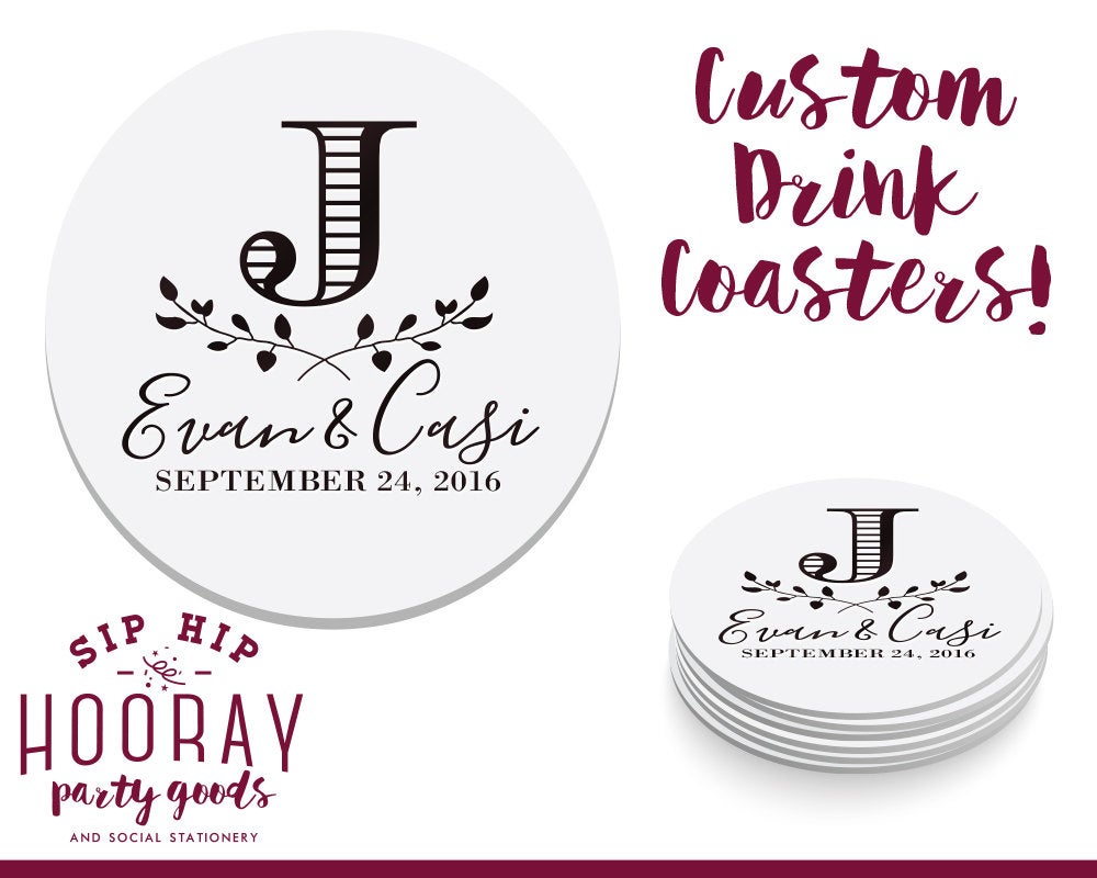 Personalized Monogram Wedding Coaster Design #1409