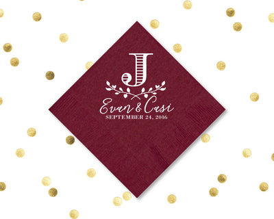 Floral Wreath Monogrammed Beverage Napkins 1409