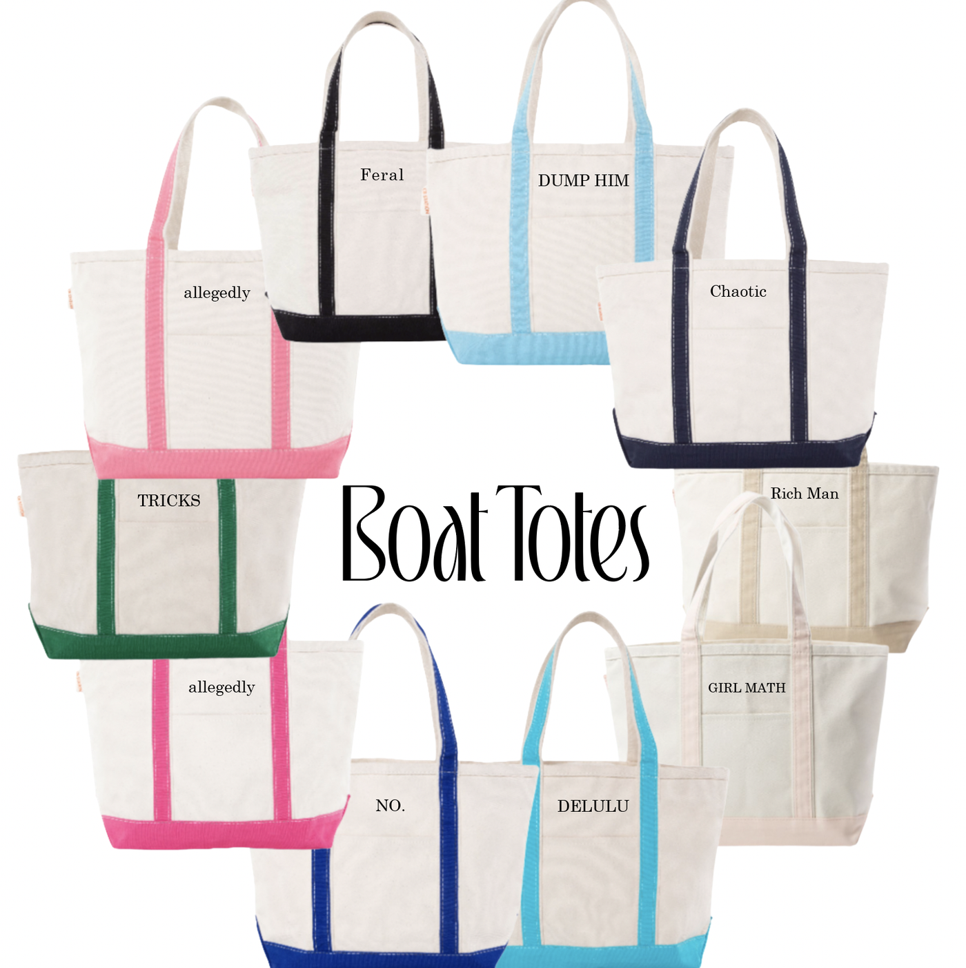 Custom Embroidered Boat Tote Canvas Bag