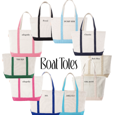 Custom Embroidered Boat Tote Canvas Bag