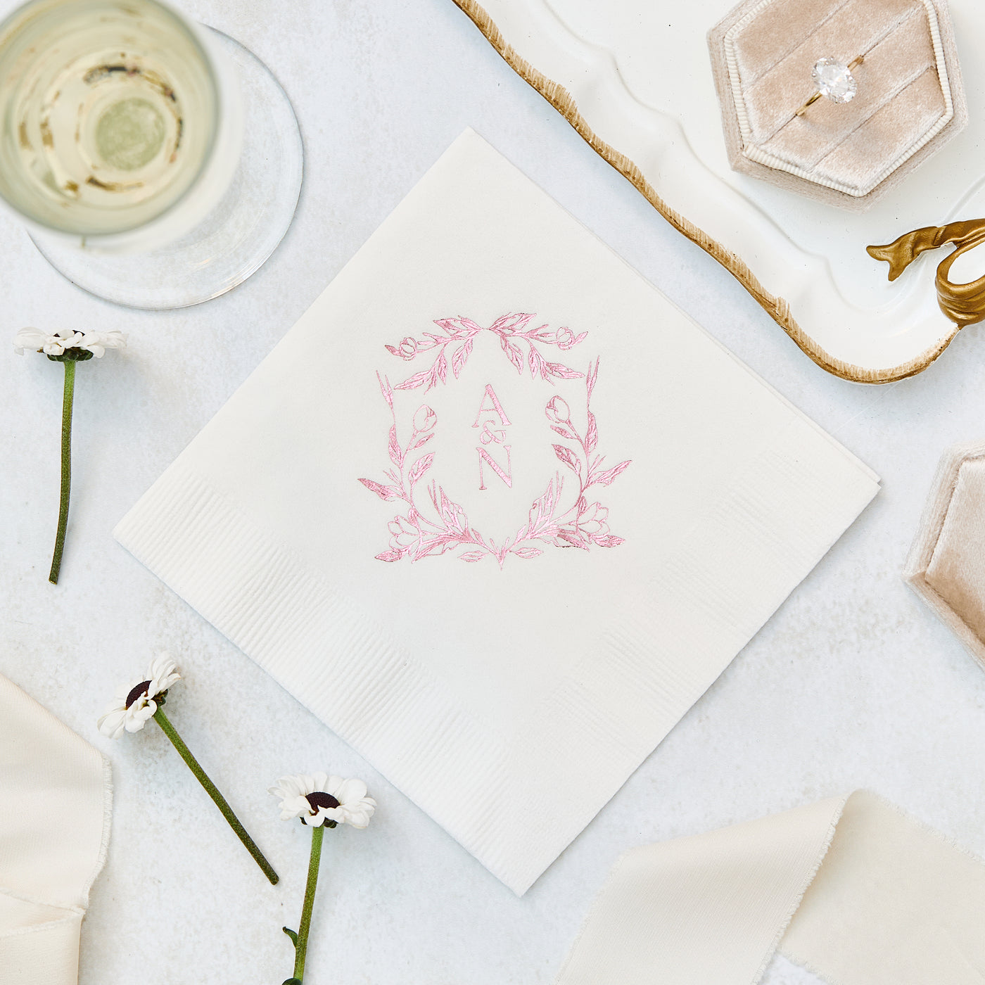Initials Monogram Crest Wedding Napkins