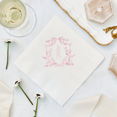 Initials Monogram Crest Wedding Napkins
