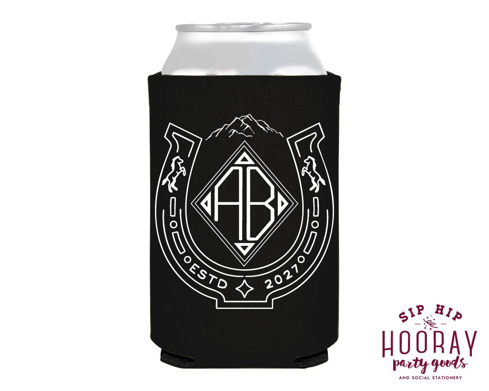 Rustic Western Horseshoe Duogram Foam Can Coolers – SipHipHooray