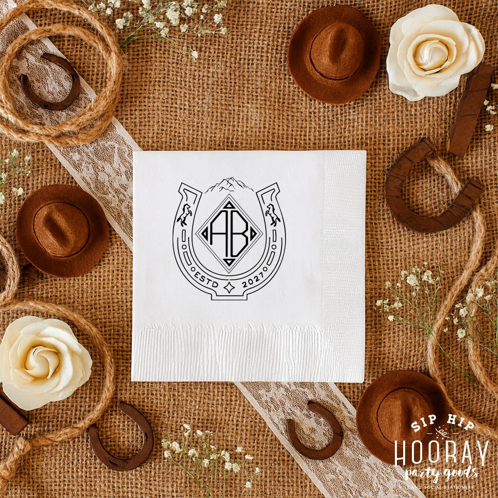 Rustic Western Horseshoe Duogram Napkins – SipHipHooray