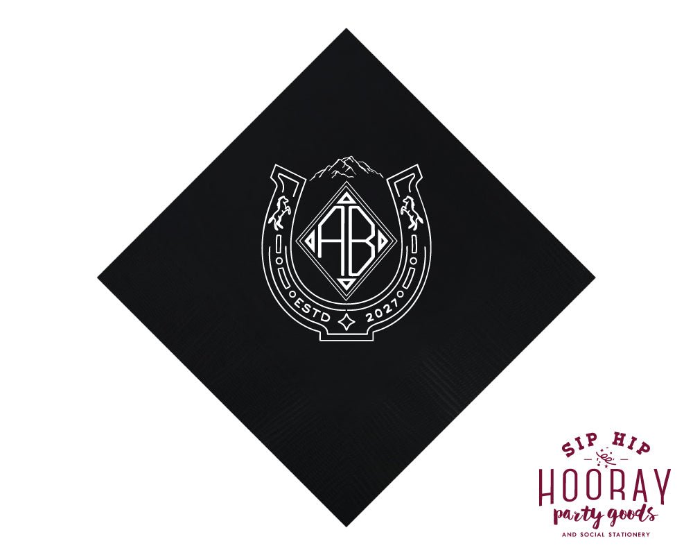 Rustic Western Horseshoe Duogram Napkins – SipHipHooray