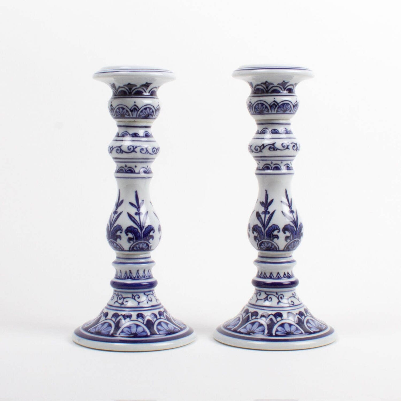 Chinoiserie Large Candle Sticks - Set of 2