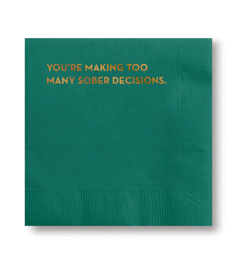 Sober Decisions Napkins (Green With Copper Foil)