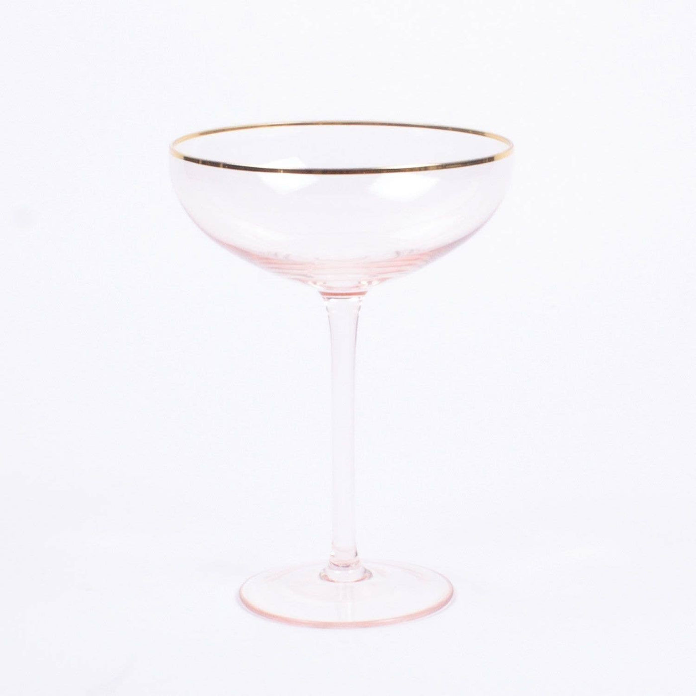 Gold Rimmed Pink Coupe Glass