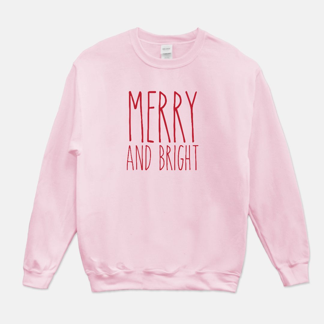 Merry and Bright Christmas Unisex Crew Neck Sweatshirt
