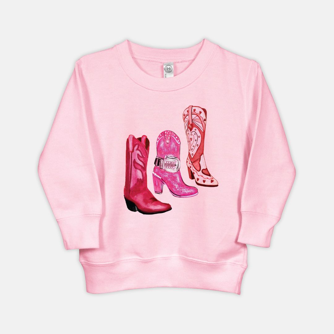 Glitter Rodeo Queen Boots Toddler Crew Neck Sweatshirt