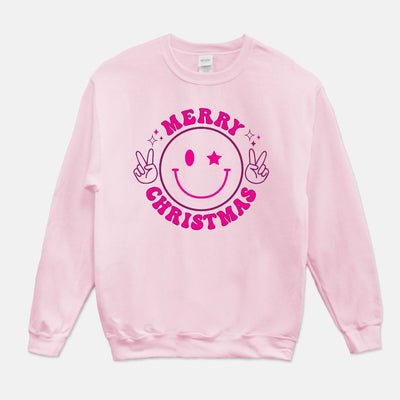 Merry Christmas Smiley Face Unisex Crew Neck Sweatshirt