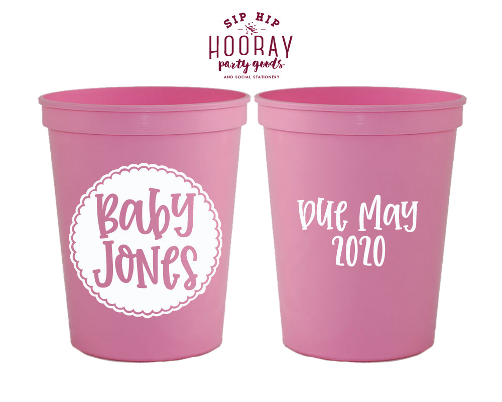 Circle with Script Baby Shower Stadium Cup