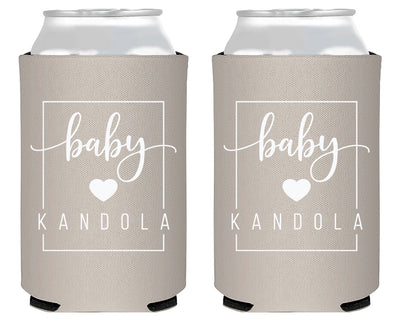 Simple Baby Shower Square Modern Neoprene Can Cooler