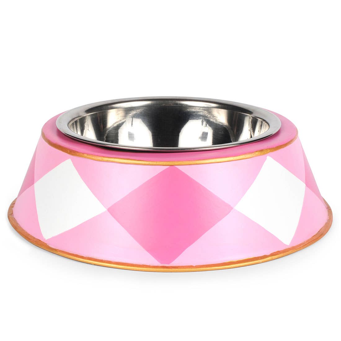 Buffalo Plaid Pink Pet Bowl - Large